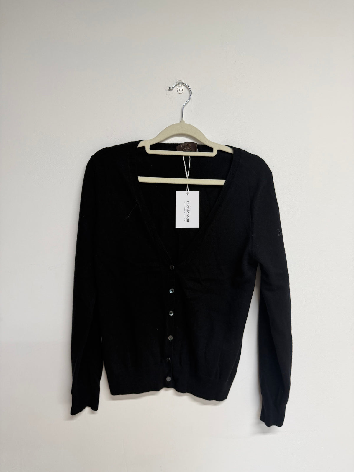 Preloved Pure Collection Cashmere Cardigan Size UK 12 Black