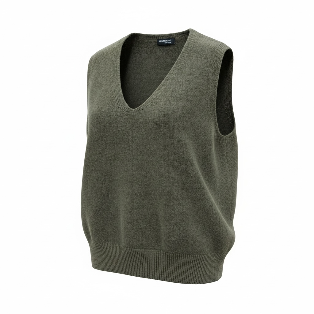 Khaki Alpini Knitwear Knitted Vest, L