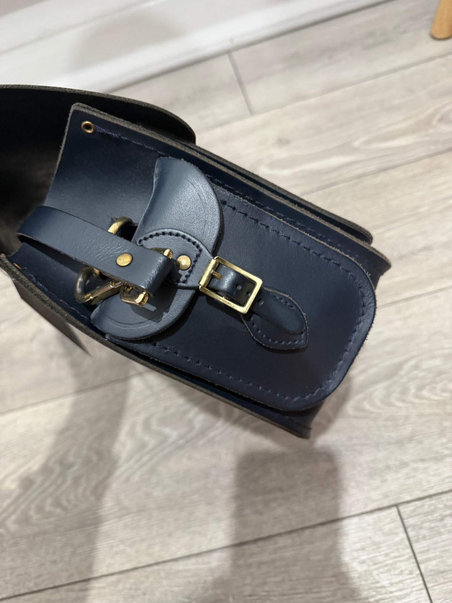 Navy Cambridge Satchel Company Crossbody Bag, Initialled