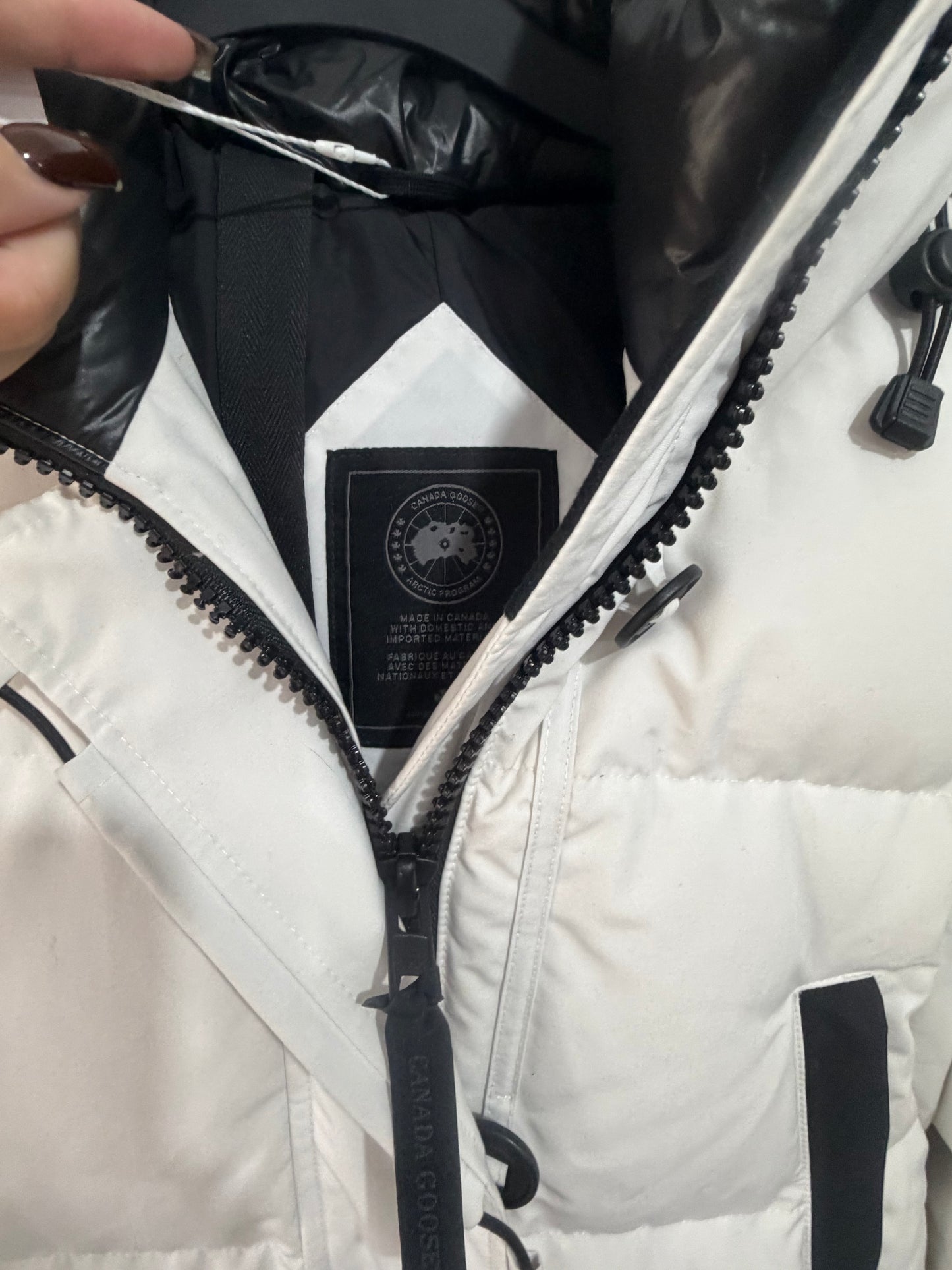 White Canada Goose Coat, Size S
