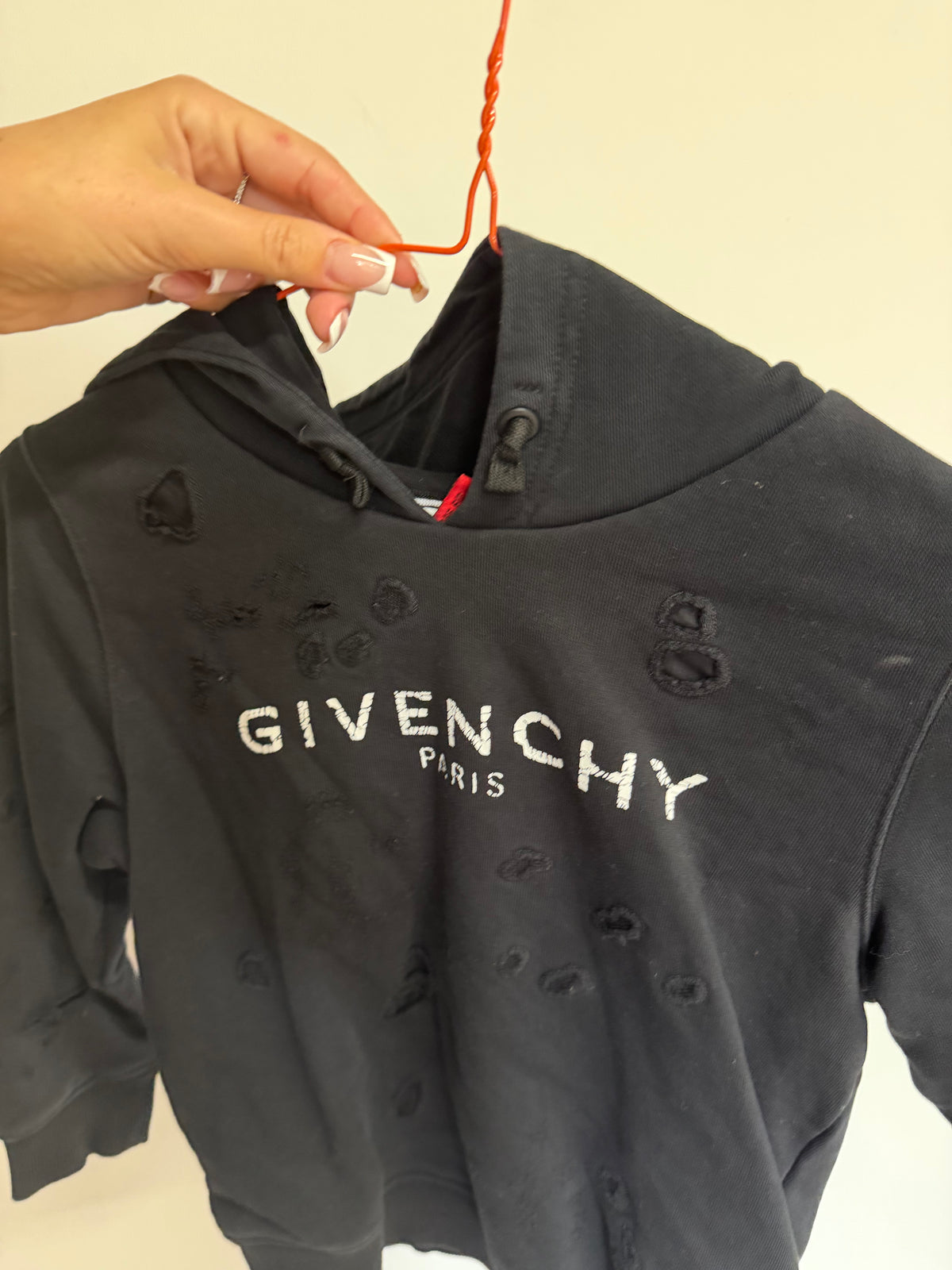 Preloved Givenchy Kids Hoodie Age 4 Black Distressed