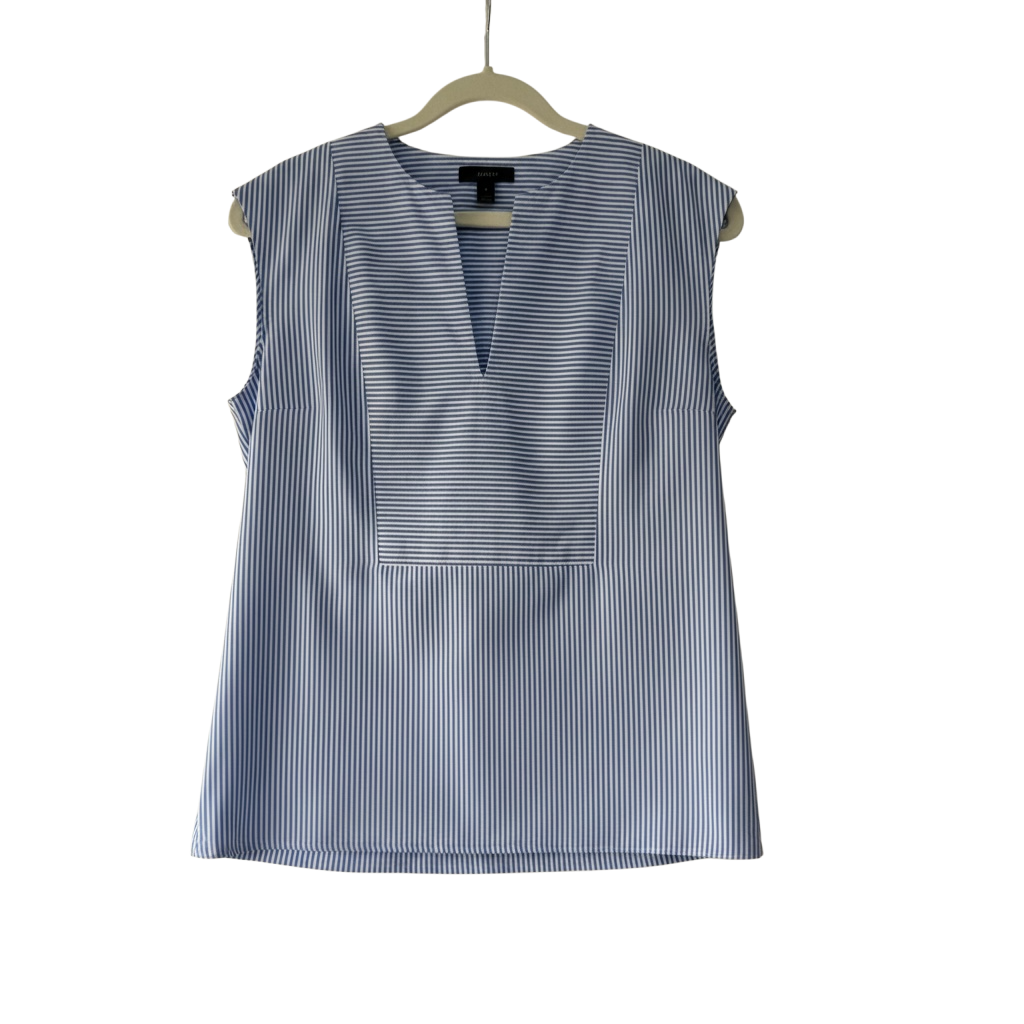 Pre-loved blue and white pinstripe J.Crew Blouse, Size uk8