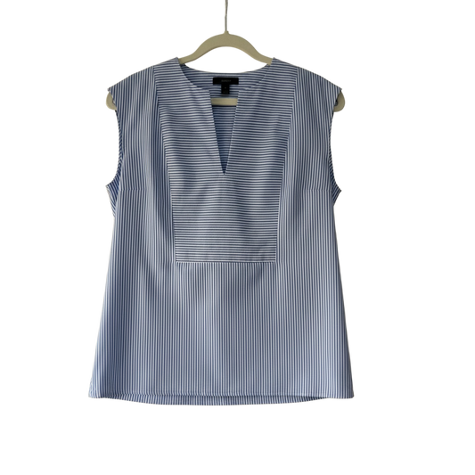 Pre-loved blue and white pinstripe J.Crew Blouse, Size uk8