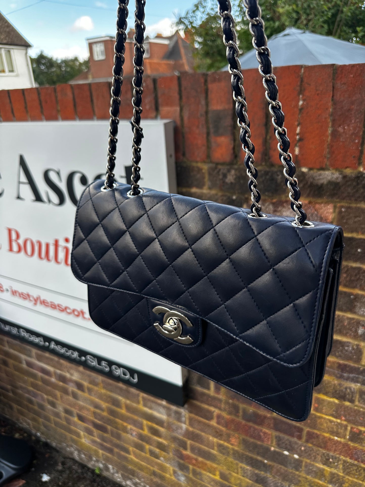 Navy with Silver Hardware Chanel Double Flap