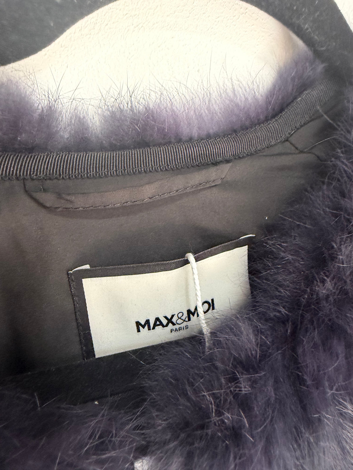 Preloved Max & Moi Fur Coat 10 Black, Grey and Navy