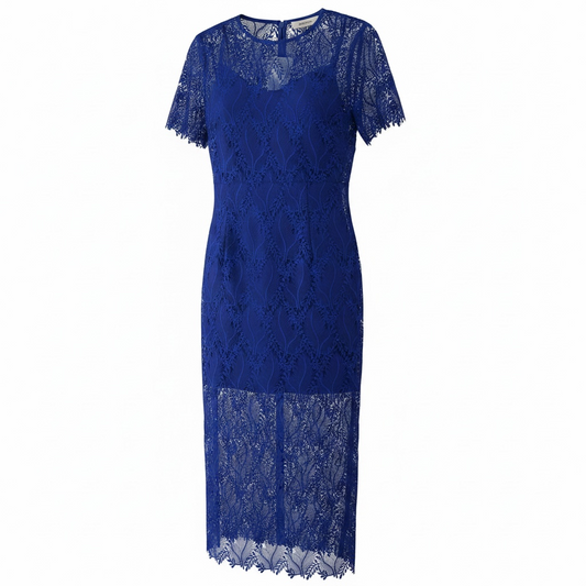 Pre-owned, Blue Lace DVF Dress, Size 10/12