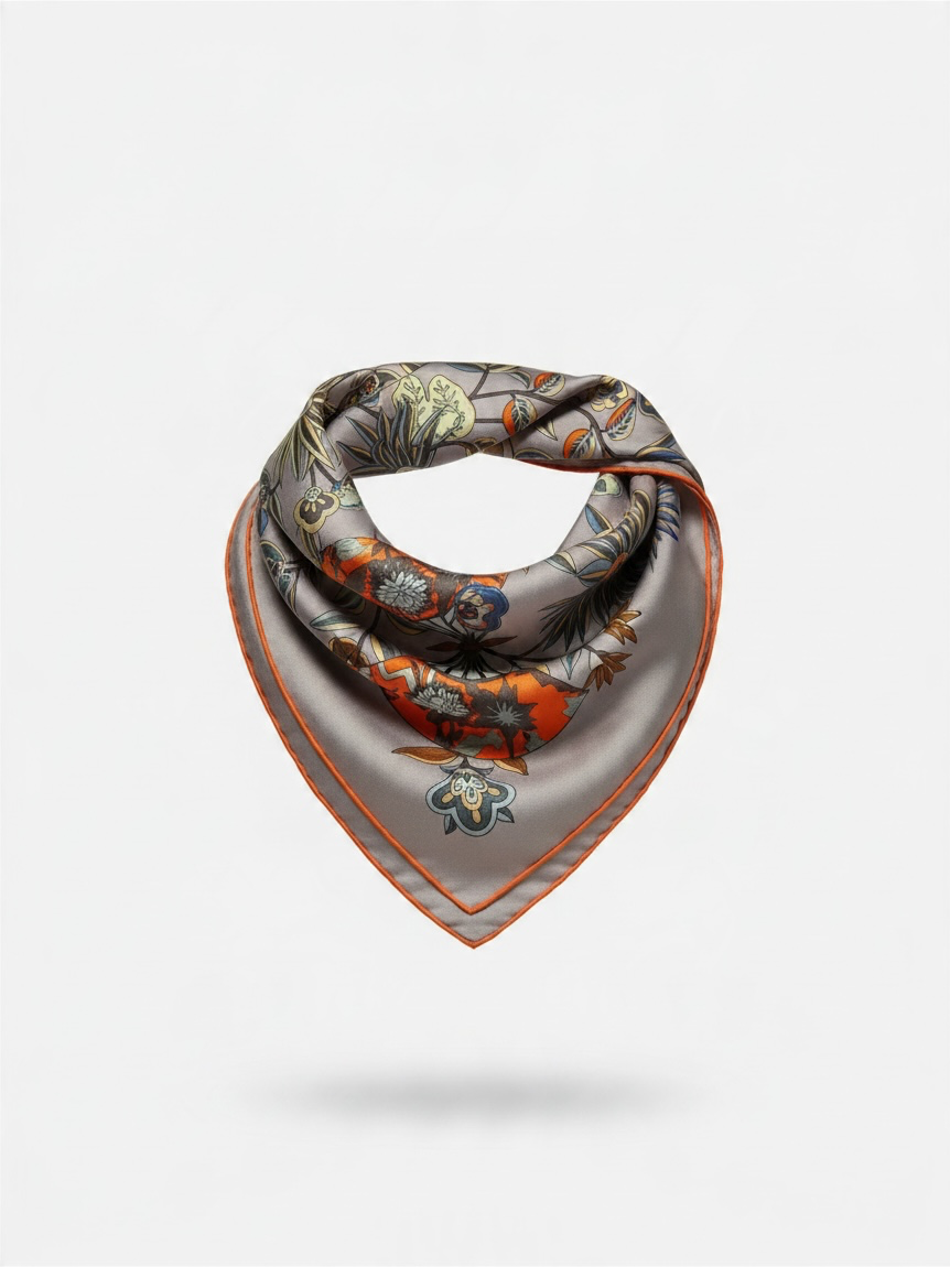 Preloved Hermes Scarf 90cmx90cm Boxed, Grey Pattern