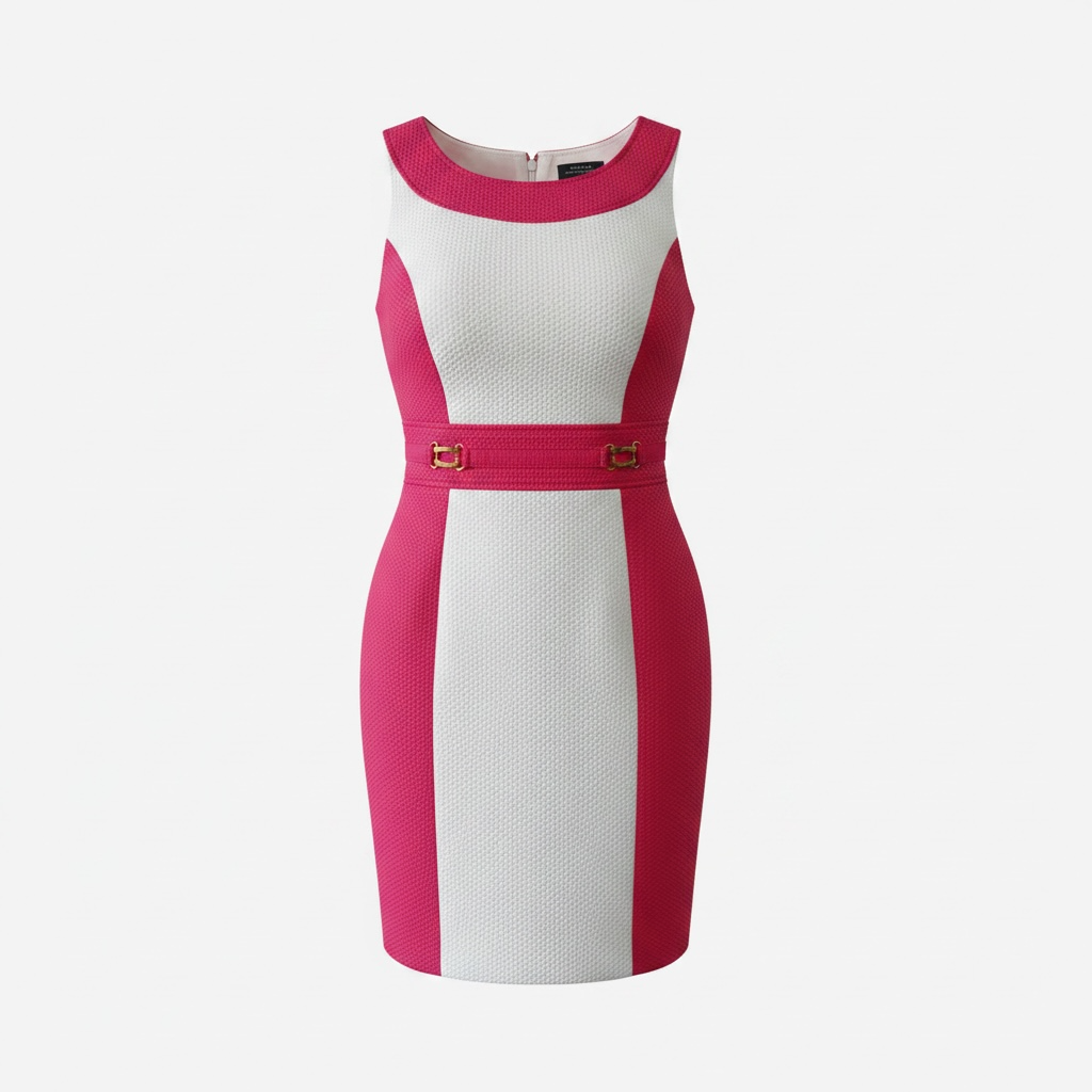 Preloved Pink and White Tahari Dress, Size 10