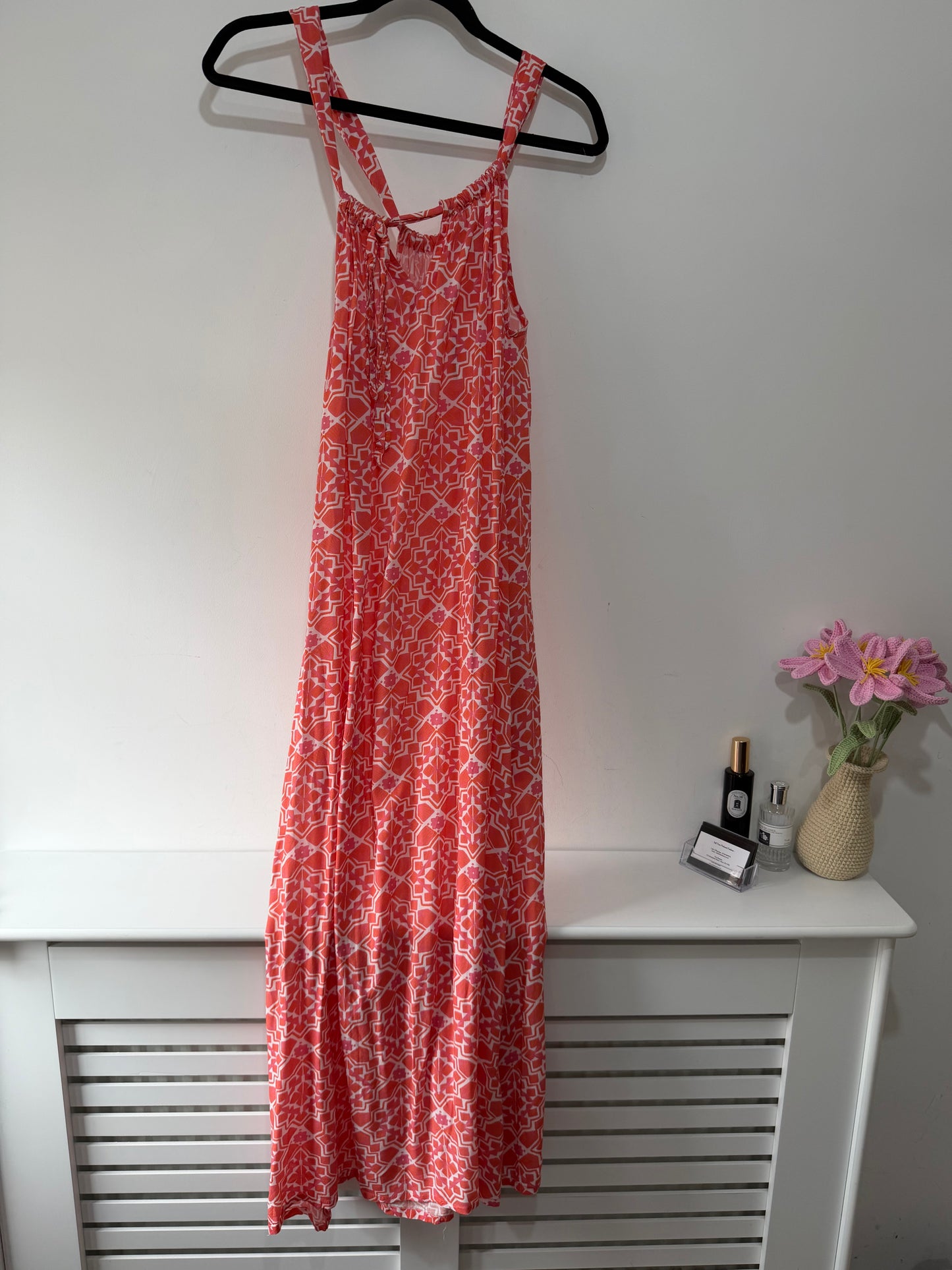 Preloved Luella Dress 12 Pink with cream and light orange design