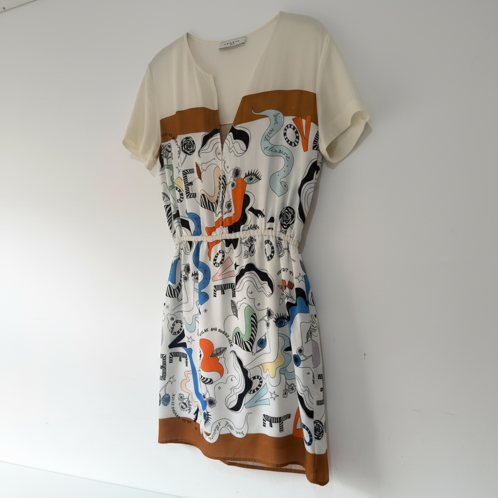 Preloved, Silk Pattern Sandro Dress, Size 1 (UK S)