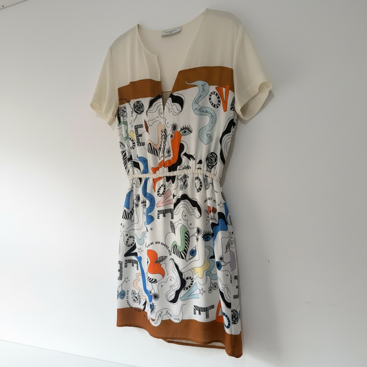 Preloved, Silk Pattern Sandro Dress, Size 1 (UK S)