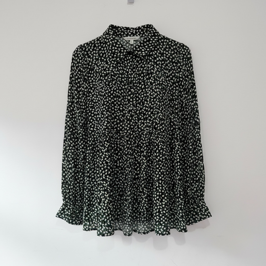 Preloved Black Floral YAS Blouse, BNWT XL