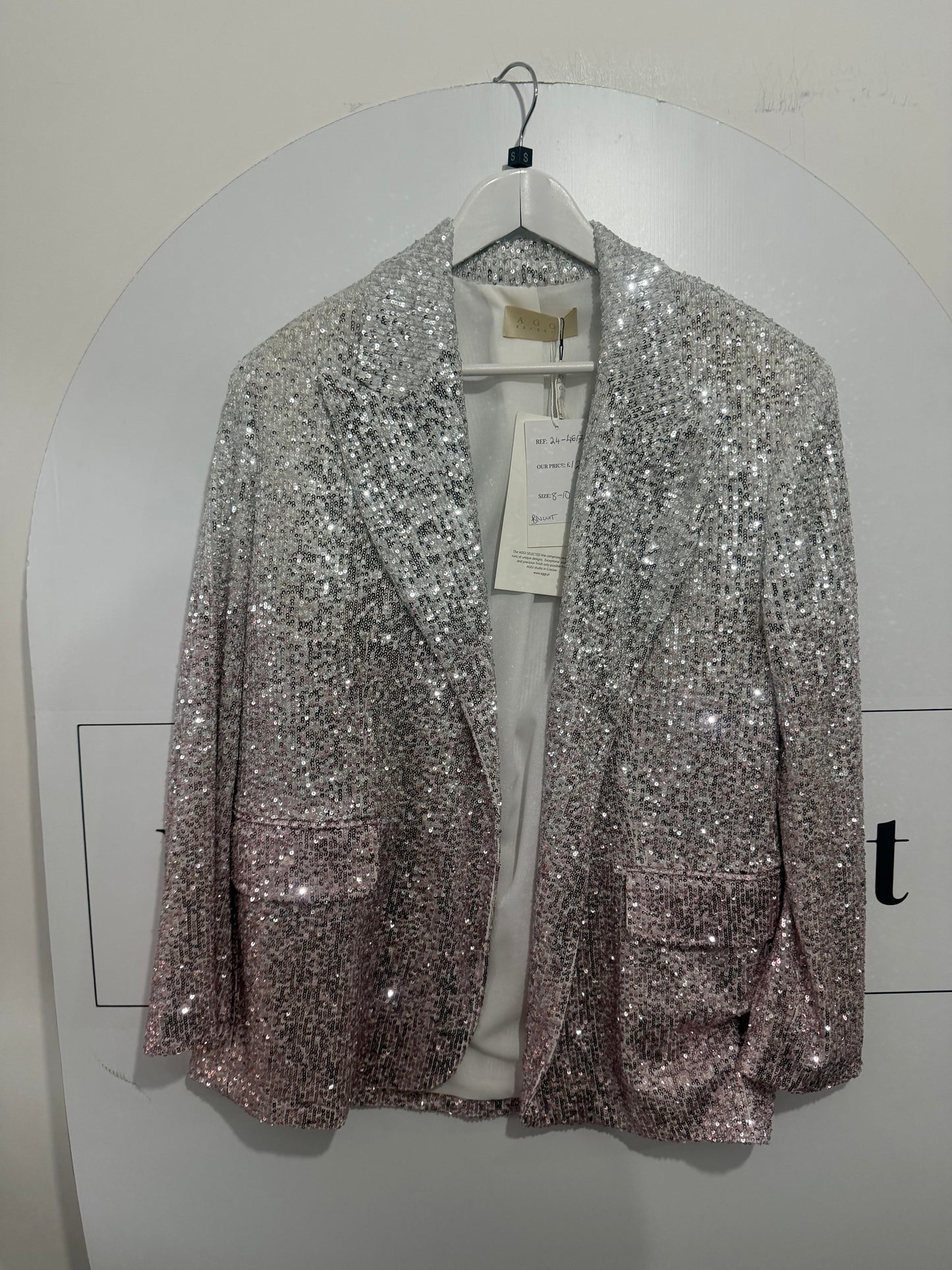 Rose Gold and Silver Aggi Sparkly Blazer, Size 36 UK 8 (10)