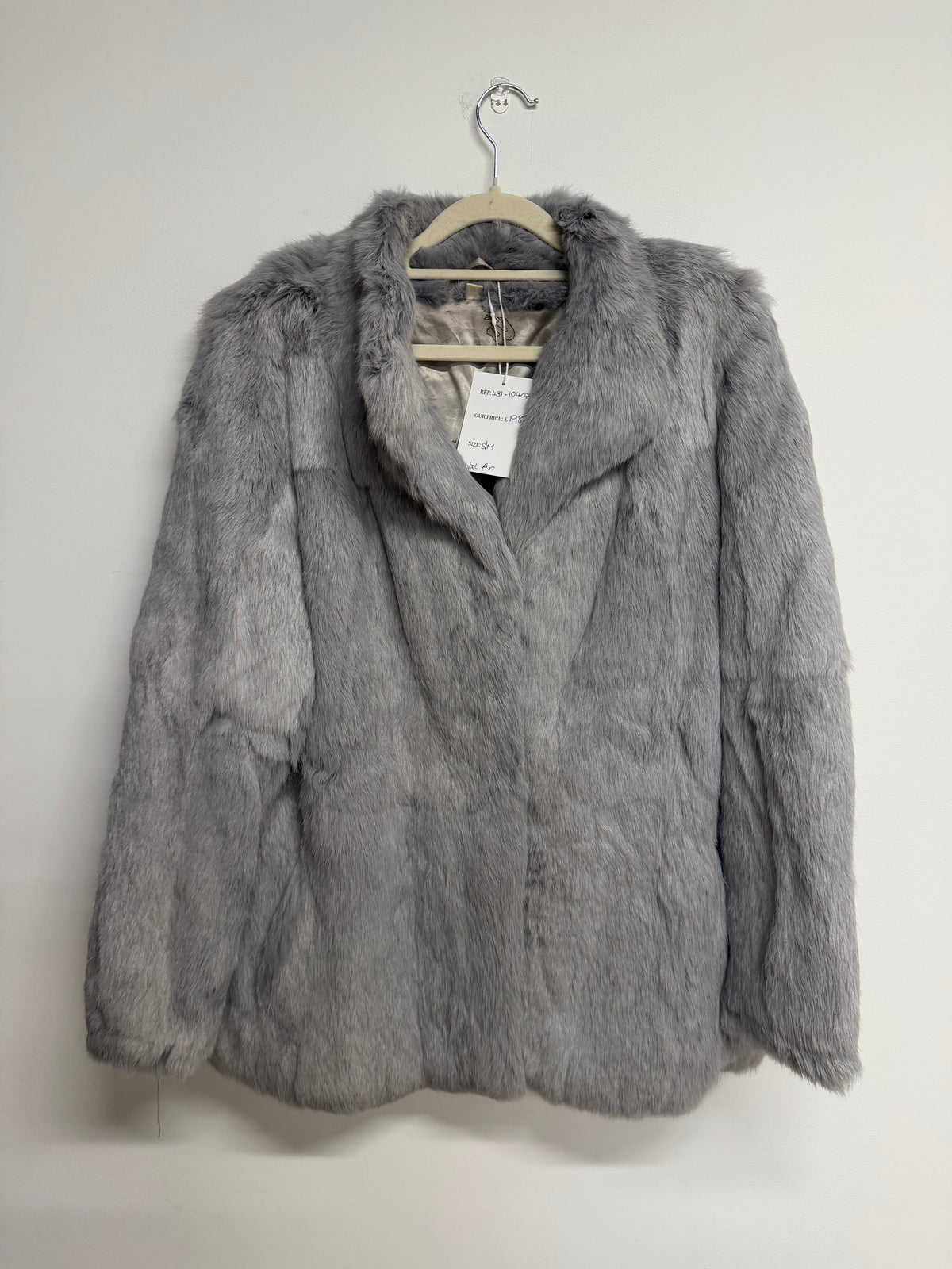 Preloved Vintage Rabbit Fur Jacket Size 8-12 (up to a small 14) Grey