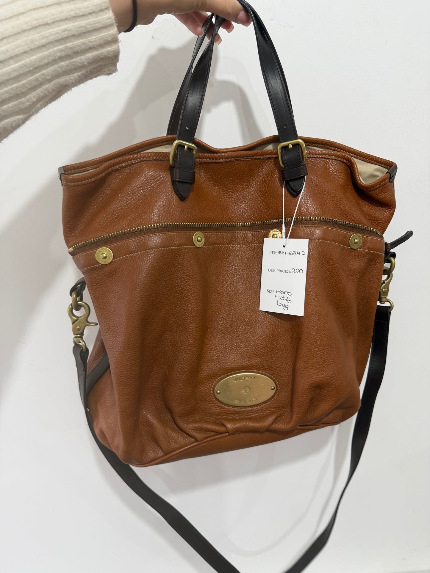 Oak Mulberry Mitzy Hobo Bag, Calfskin Leather
