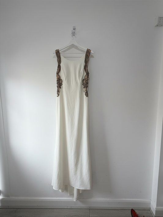 Preloved Forever unique Dress Size 10 White Embellished