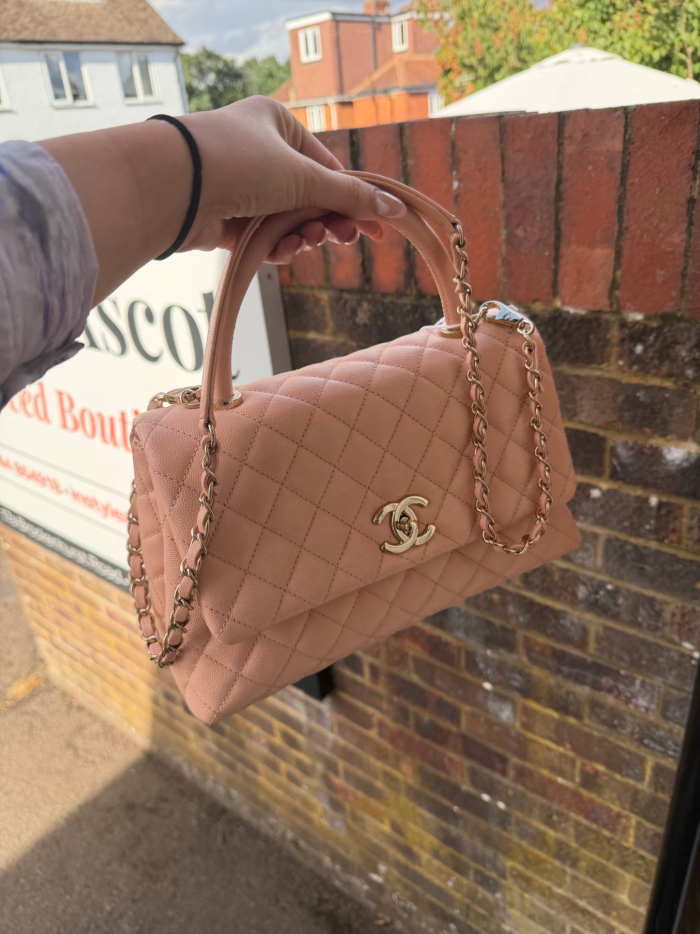 Preloved Chanel Coco Top Handle Flap Handbag Small