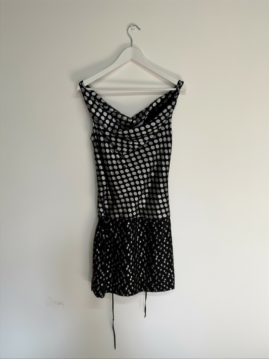 Preloved Diane Von Furstenburg Dress Size 6 - 8 Black and Silver