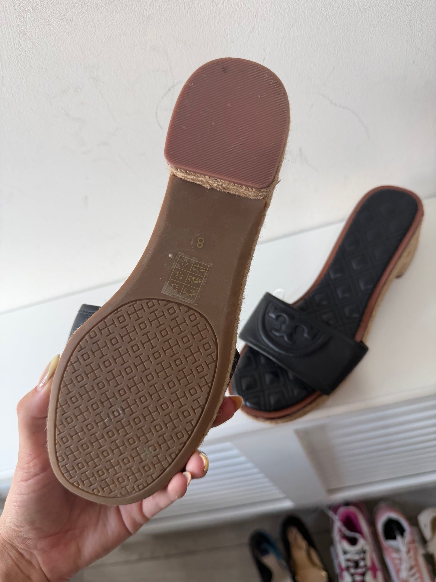 Preowned BRAND NEW Black and Brown Tory Burch Espadrilles, Size UK 5.5