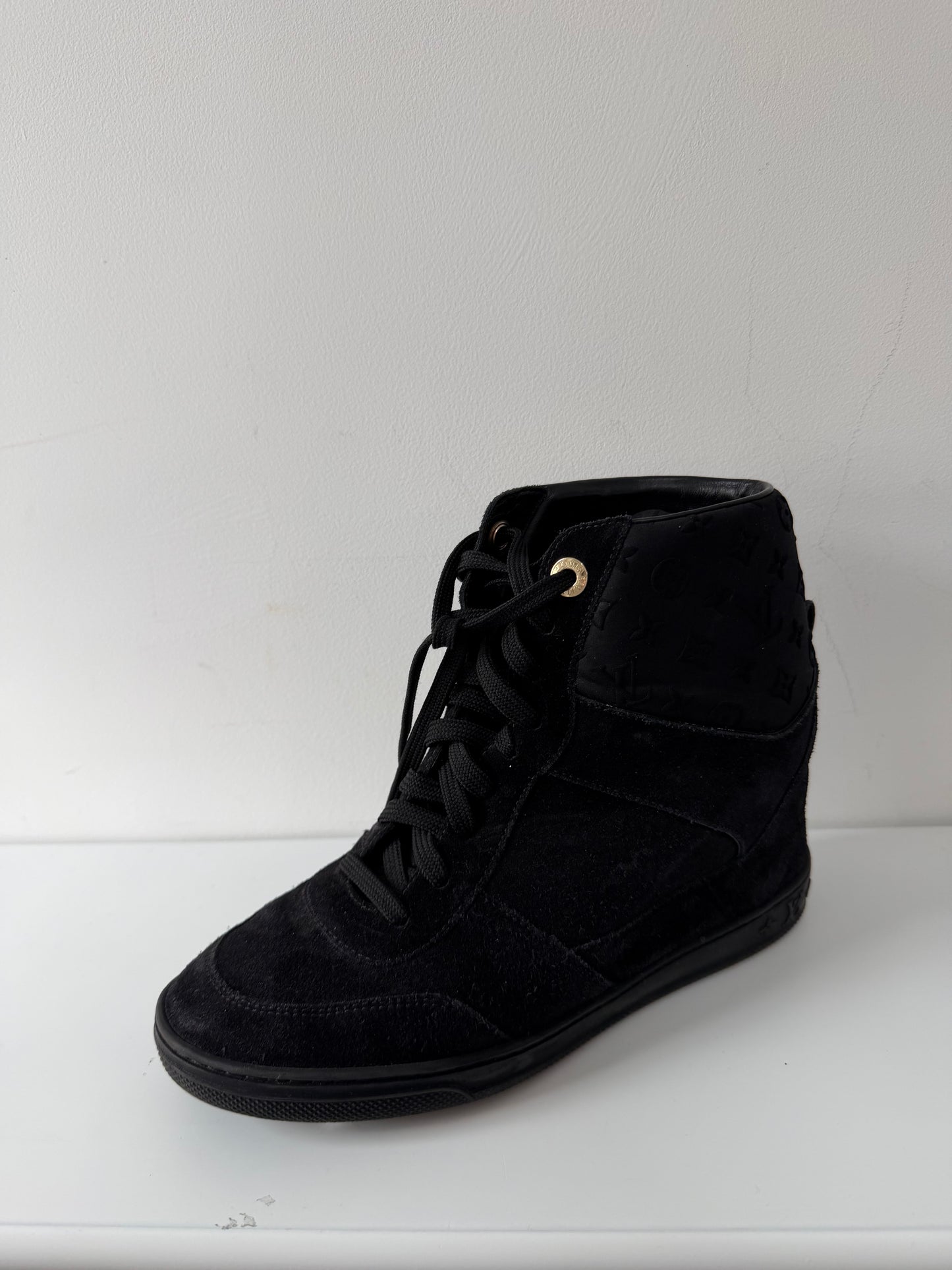 Preloved, Black Louis Vuitton High Top Sneakers, Size 36.5 - UK 3.5