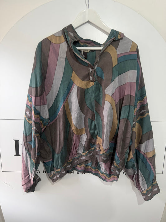 Pattern Antik Batik Silk Shirt, Size 12 eu 40