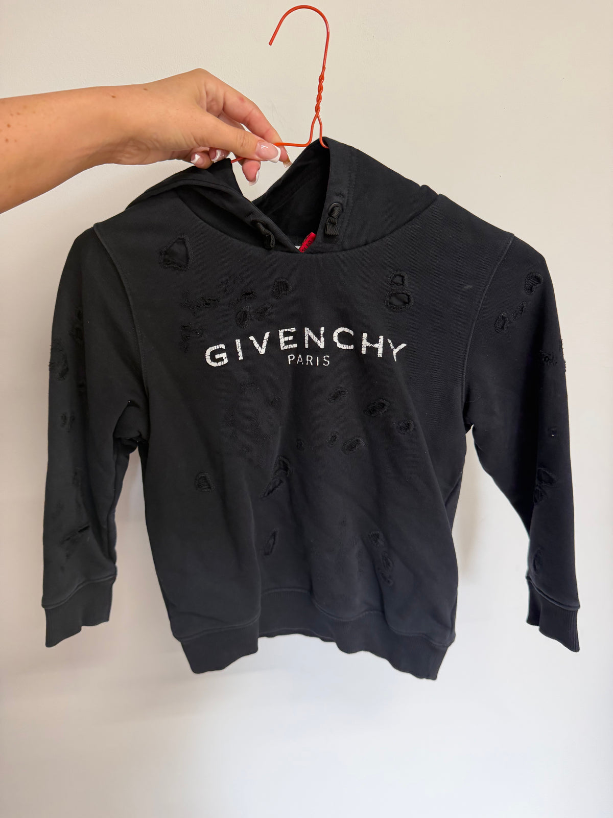 Preloved Givenchy Kids Hoodie Age 4 Black Distressed