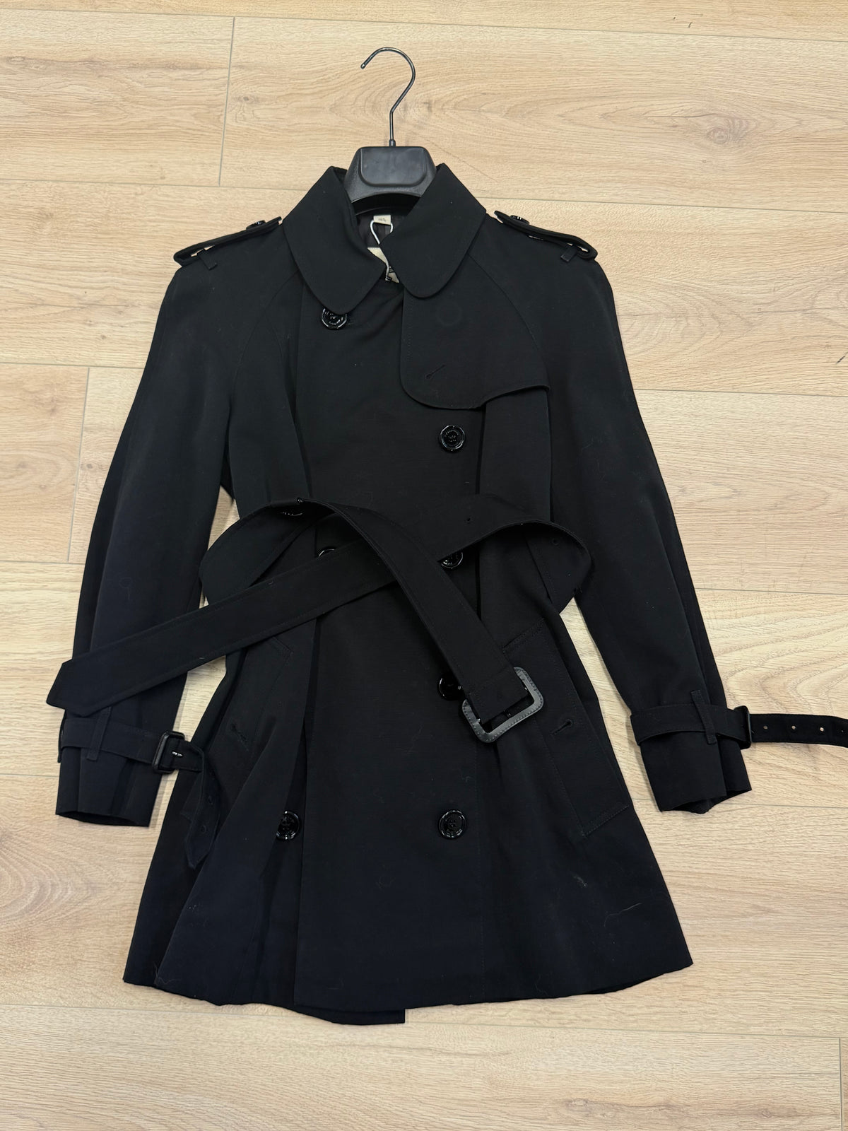 Preloved Burberry Trench Coat Uk 8 Black