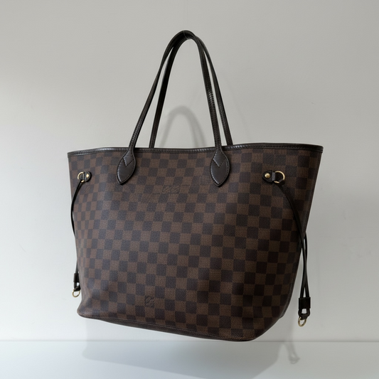 Pre-owned Damier Ebene Louis Vuitton Neverfull Bag, MM