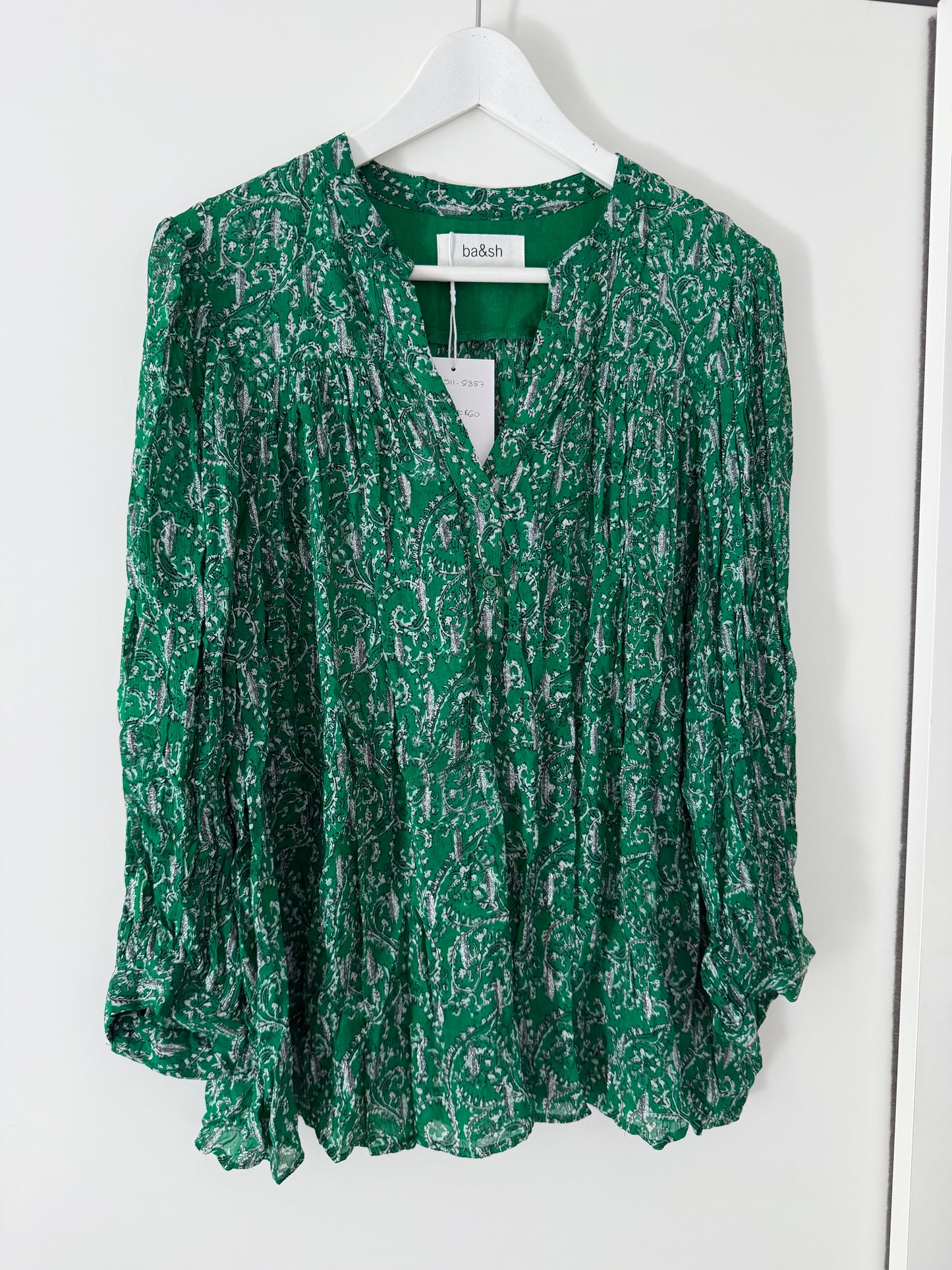 Pre-loved Patterned Green Ba&sh Blouse, L