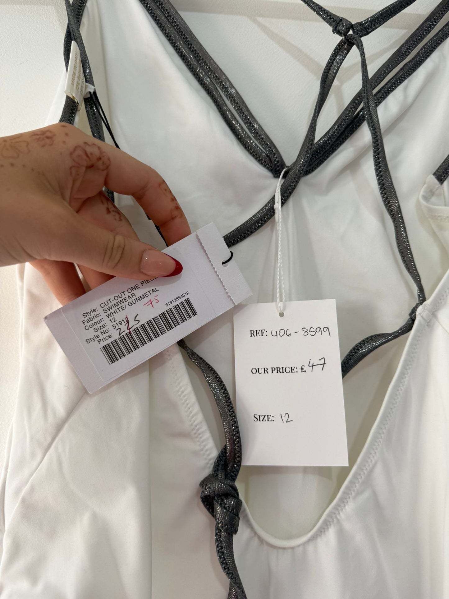 Pre-loved White, BNWT Amanda Wakeley Swimsuit, 12