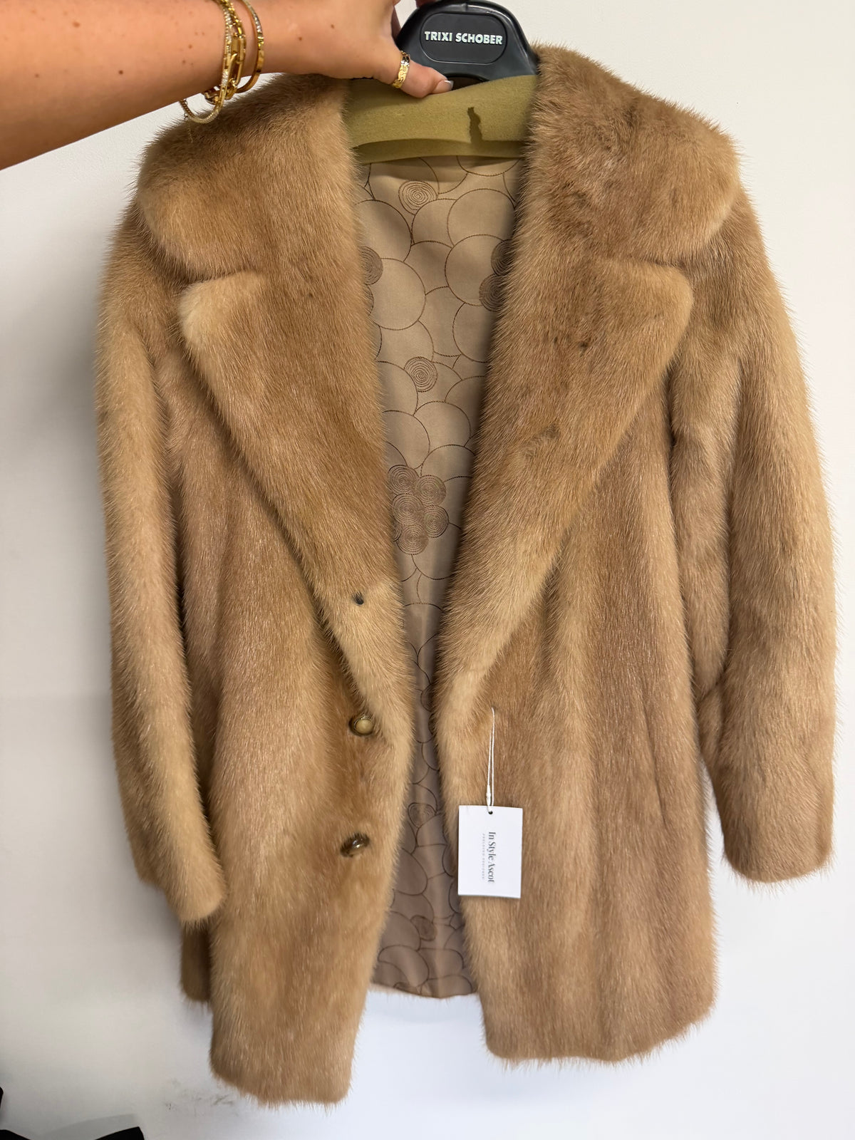Preloved Mink Fur Coat Small Beige
