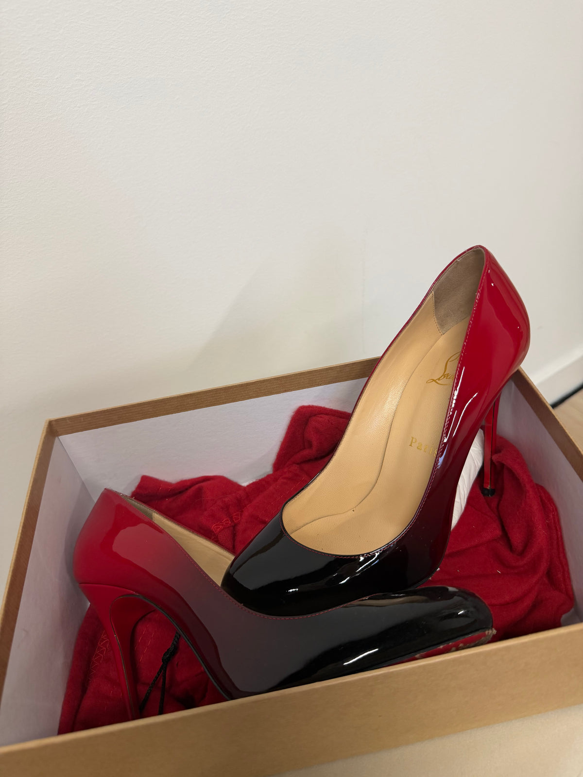 Preloved Christian Louboutin Heels Size 38 UK 5 Red and Black