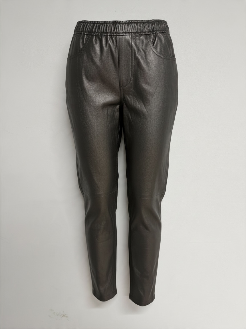 BNWT Luisa Cerano Pleather Leggings Size UK 10 Grey Metallic