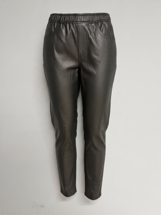 BNWT Luisa Cerano Pleather Leggings Size UK 10 Grey Metallic