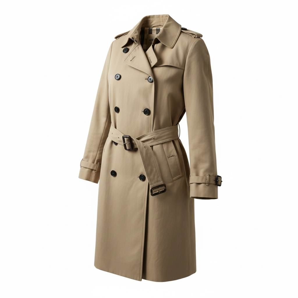 Beige Burberry Trench Coat, Size 10