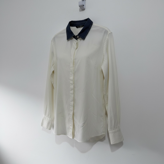 Preloved Cream and Blue Brunello Cucinelli Shirt, Size 12