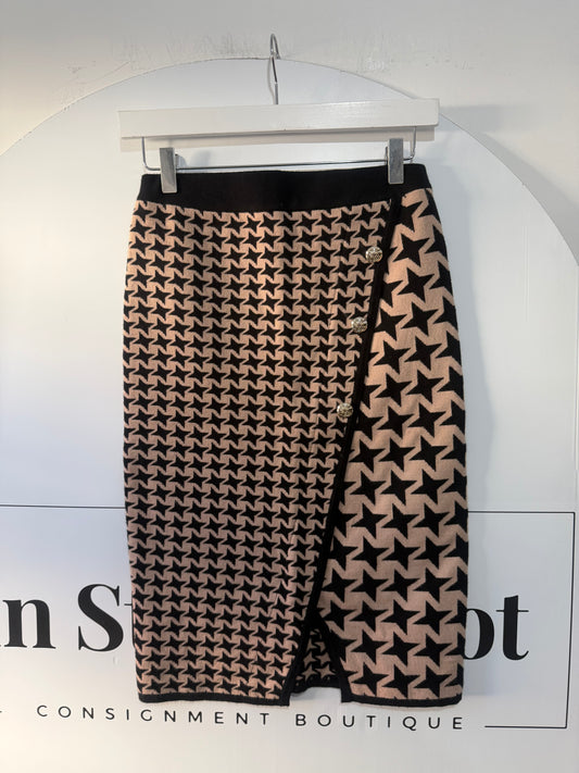 Black and Beige Passioni Midi Skirt, Size Small