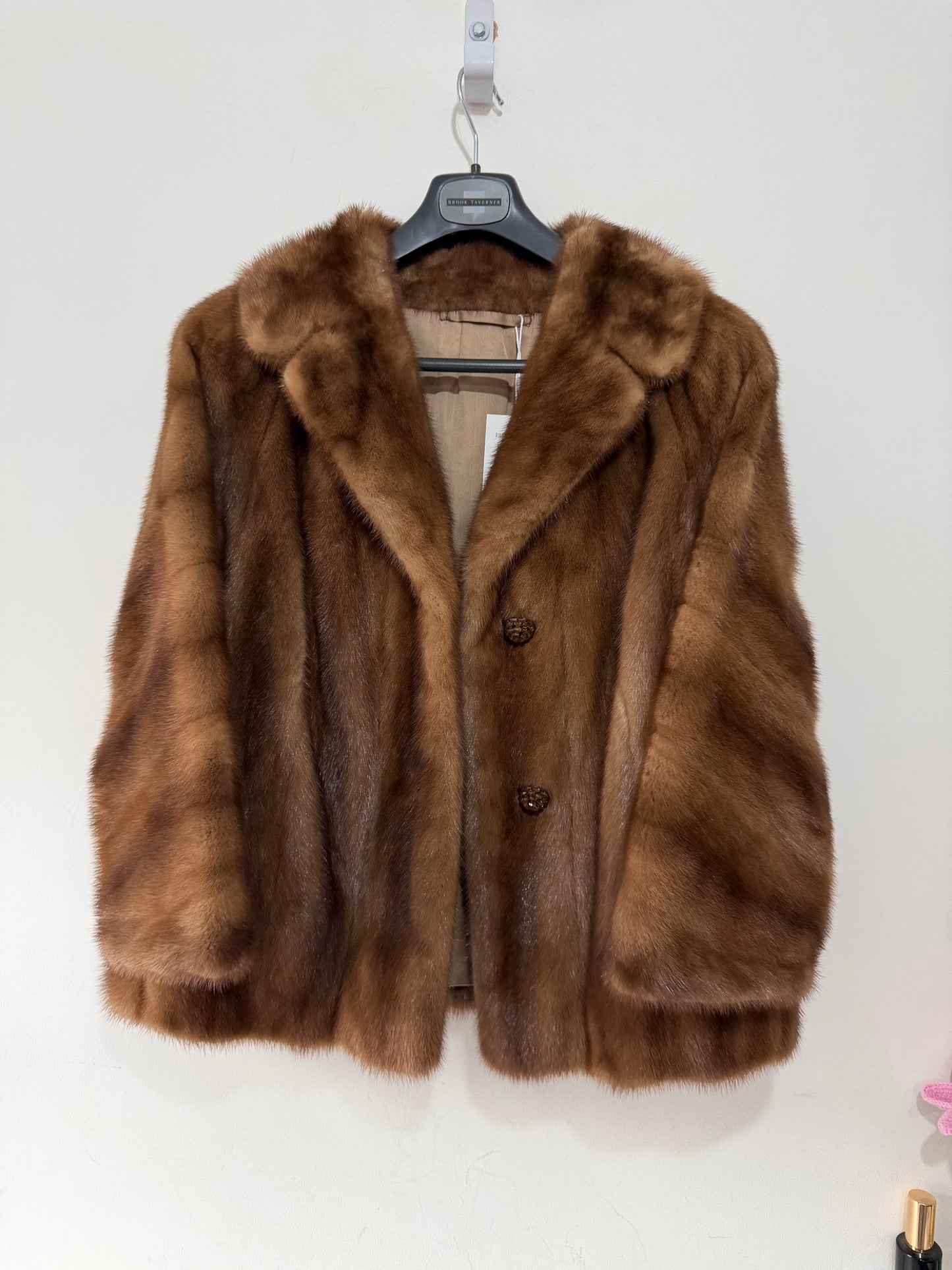 Preloved Mink Fur Coat Size S/M Brown