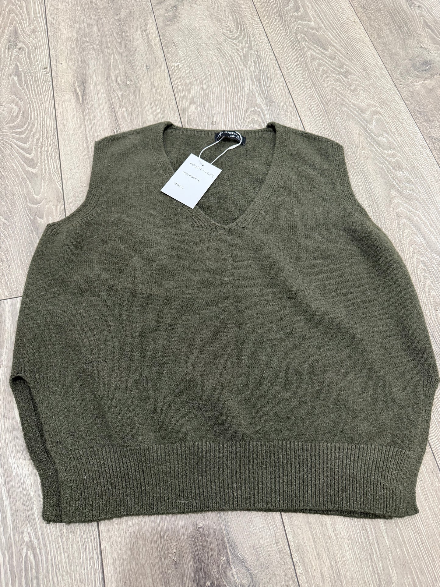 Khaki Alpini Knitwear Knitted Vest, L
