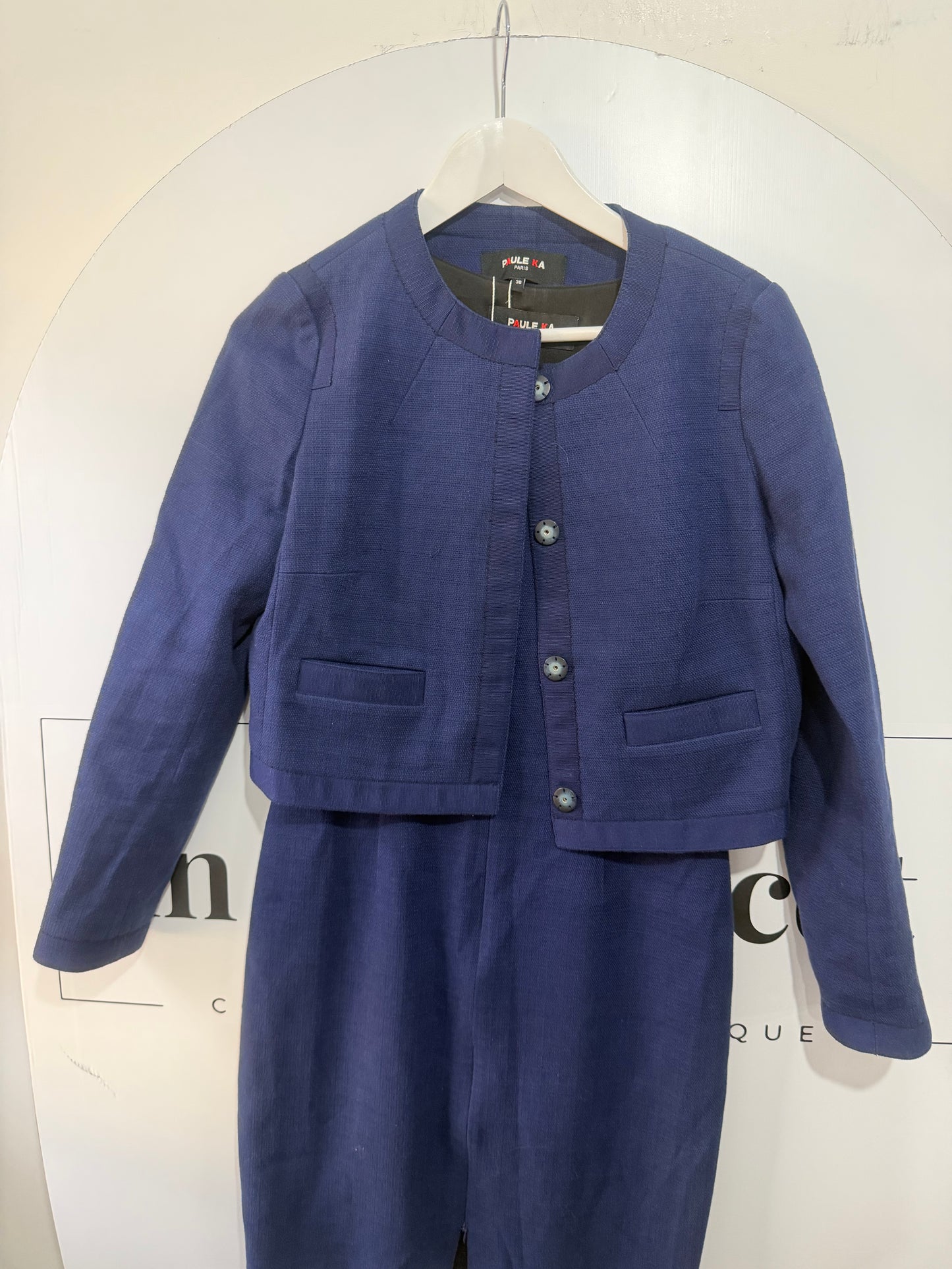 Blue Navy Paule Ka Dress and Jacket, Size 10