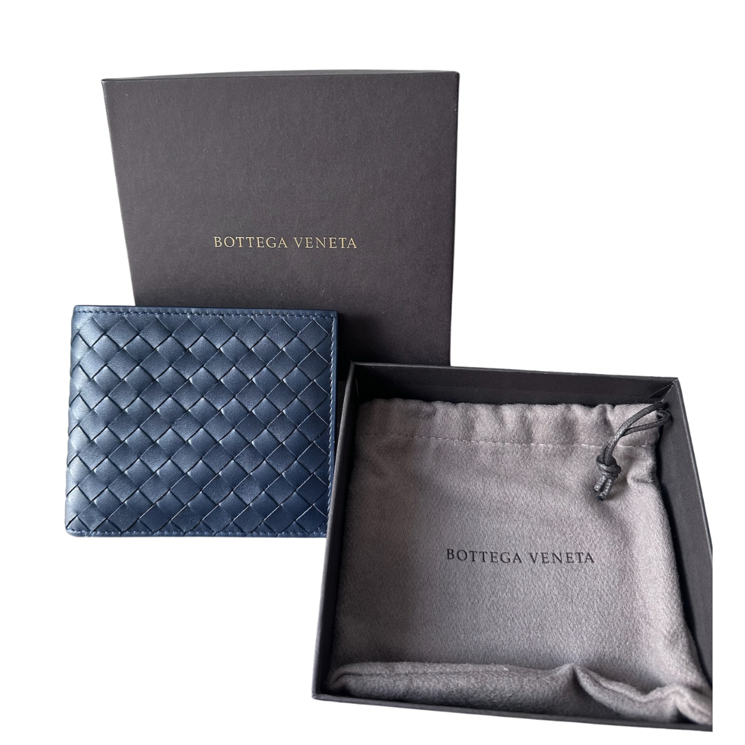 Bottega Veneta Intrecciato Leather Billfold Wallet In Blue