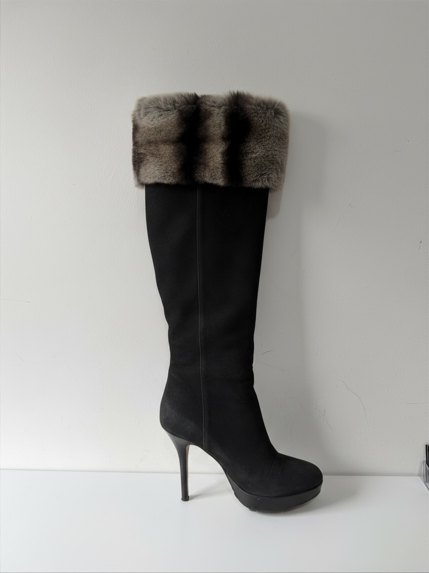Preloved Christian Dior Knee High Boots Size 5 Black