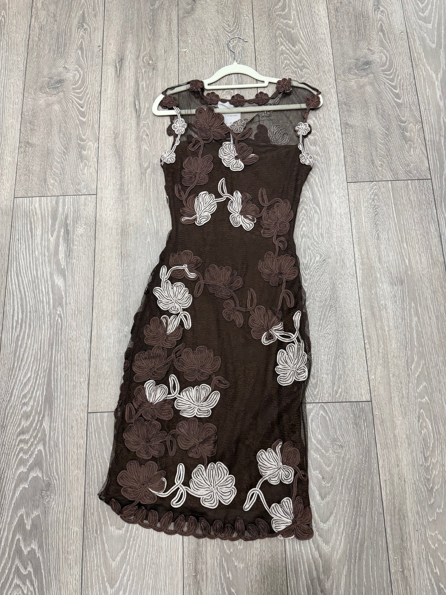 Pre-owned Brown with floral pattern Phase Eight Dress, Size 10