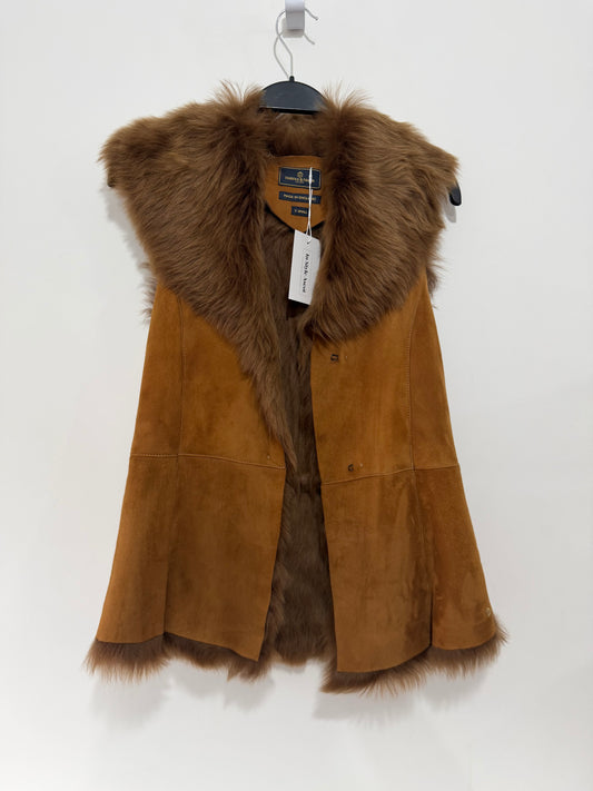 Pre-owned, Tan Brown Fairfax & Favor Shearling Jacket, Extra small