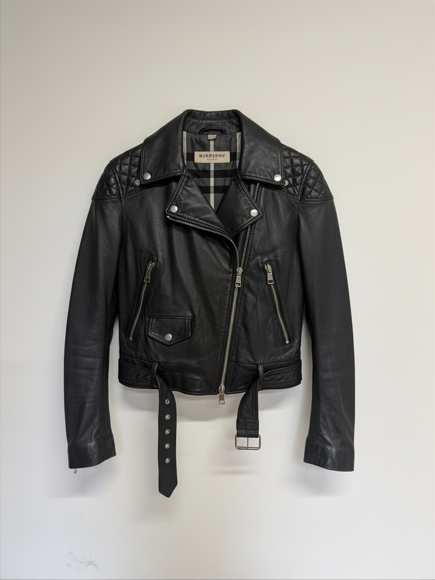 Preloved BNWT Burberry Leather Jacket Size 14 Black