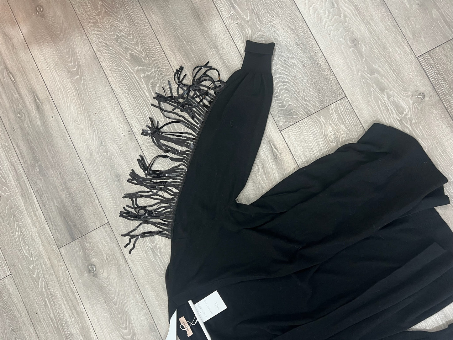 Pre-owned black fringe sleeve Twinset Cardigain, Size M