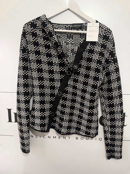 Black and White Emporio Armarni Cardigan Jacket, Size 40 - UK 8