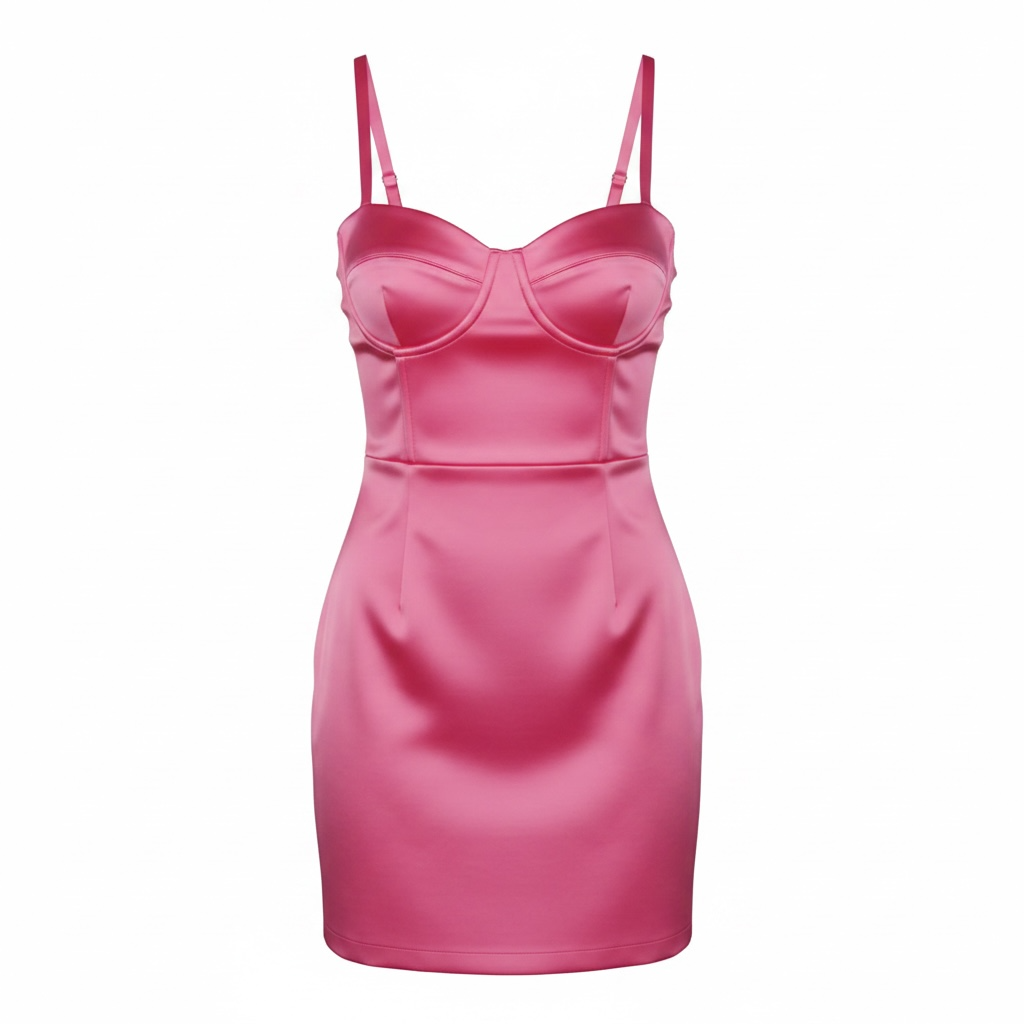 Preloved Pink Satin Patou Dress, UK 12