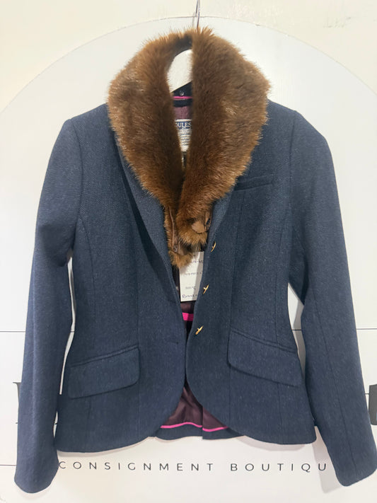Navy w/ detachable fur Joules Brand New Blazer, Size 8