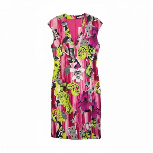 Preloved pink & green Versace Dress, Size 10